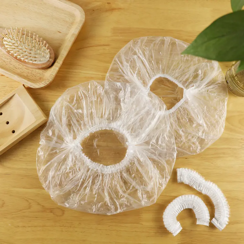 Disposable Transparent Pe Hotel Shower Cap With Different Packing Way. Hotel Shower Cap