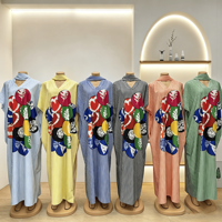Afrikanisches Damen-Maxikleid in Übergröße, Kaftan, Boubou, Ankara-Wachsdruck, gestreift, abstrakt, Bubu-Kleid, traditionelle ethnische Kleidung