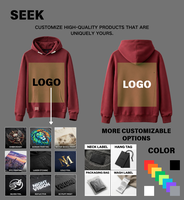 Sudadera con Capucha de Felpa Terry de 450 GSM Marca SEEK para Hombre, con Logotipo Personalizado Bordado, Estilo Urbano, Talla Grande, Proveedor Mayorista