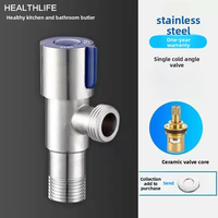 Robinet d'arrêt d'angle en acier inoxydable 1/2 pouce pour eau chaude et froide, accessoires de robinetterie de salle de bain