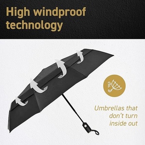 21-27 Inch Extra Large Black Golf Folding Umbrella Windproof Storm Protection with Vent Manual Control for Men and Women - Product Image 4