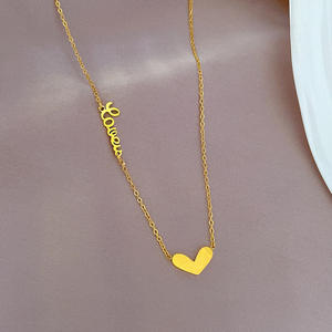 Collar de corazón de acero inoxidable XL231, regalo del Día de San Valentín, collar de cadena de doble capa chapado en oro de 18K, colgante, joyería para mujer - Product Image 5