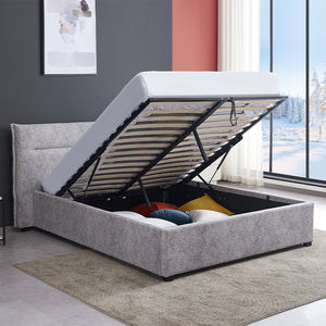 Lit de rangement moderne et luxueux avec revêtement en tissu doux pour chambre principale, lit double - Product Image 2