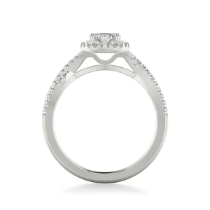 Anillo de compromiso de oro de 14 quilates con doble halo, diamante marquesa cultivado en laboratorio, certificado IGI, VVS D, pavé, con diseño de tallo dividido, joyería para boda. - Product Image 6