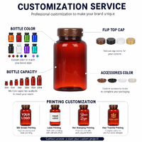 Botol Kosmetik Shampoo PET Amber 225CC dengan Tutup Flip-Top Emas dan Sablon untuk Blueberry Lutein