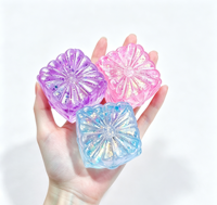 Jouet sensoriel anti-stress en TPR souple et compressible, cube de fleur transparent multicolore scintillant de 5,5 cm, jouet en maltose mignon