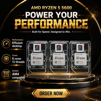 Processeur de bureau AMD Ryzen 5 5600, 6 cœurs, 12 threads, AM4, pour montage de PC