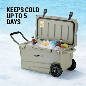 BORIGHT BR-W55 Glacière à roulettes rotomoulée 55QT, glacière à roulettes robuste avec roues robustes pour le camping en plein air, la pêche - Product Image 2