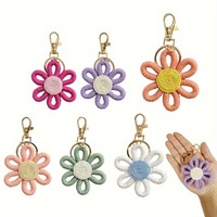 Gantungan Kunci bunga Bohemian Macrame baru gantungan kunci renda anyaman Daisy matahari buatan tangan lembut rantai kunci Crochet anyaman mewah Daisy