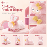 Grande Peluche Lapin Rose IA 36cm, Position Allongée, Visage de Poupée ABS, Nœud Doré, Fonction de Clonage Vocal 80+ Langues, Mémoire Longue Durée, Puce TUYA T5
