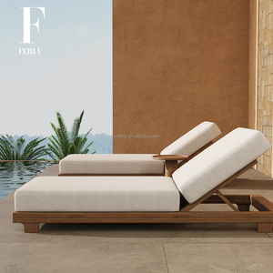 FERLY Moderne Teakholz Gartenmöbel Strandliege Gartenliege Schwimmbadliege Sonnenliege - Product Image 1