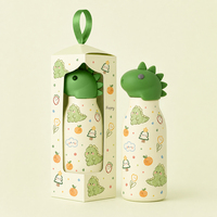 Bouteille d'eau réutilisable personnalisée de 350 ml avec couvercle en silicone animal et double paroi en acier 304 pour cadeau scolaire