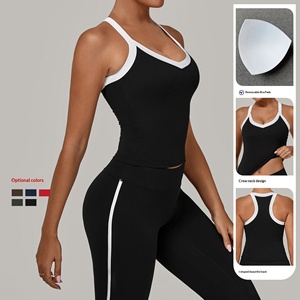 Camiseta Deportiva de Yoga y Fitness para <span class=keywords><strong>Mujer</strong></span>, Ajustada, de Secado Rápido, con Cuello Redondo y Bloques de Color Personalizados, que Estiliza la Espalda - Product Image 1