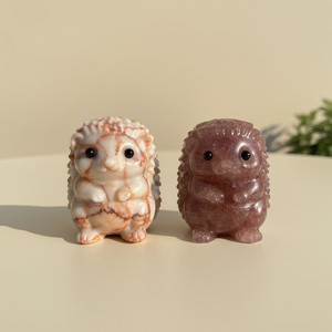 Cute Hand Carved Natural Crystal Stone Animal Craft Hedgehog Carving Ornament for Home Decoration Gift