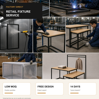 Tables de présentation de vêtements pour la vente au détail avec cadres métalliques ouverts pour pulls pliés, chemises et accessoires de mode