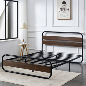 Testiera in <span class=keywords><strong>legno</strong></span> e pedana grande struttura in metallo dall'aspetto moderno - Product Image 1