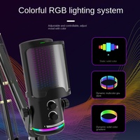 Microphone à condensateur professionnel USB pour diffusion en direct, jeux électroniques, ordinateur, dégradé RVB, enseignement