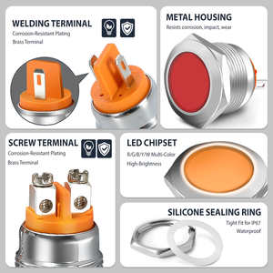 16mm Pin LED Metal Indicatorlamp Waterdichte Indicatorlampen 12V 24V Indicatorlampen YIIA Pilotlamp - Product Image 4