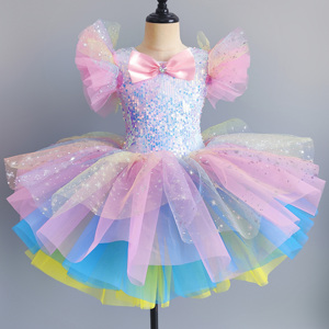 <span class=keywords><strong>Jupe</strong></span> <span class=keywords><strong>tutu</strong></span> à paillettes colorées pour filles, robe de danse de ballet mignonne pour la scène, pour princesse, bébé bouffant - Product Image 2