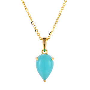 Klasik bentuk pir pirus kalung Stud pernyataan Sepuh emas perak 925 perhiasan batu permata alami perhiasan wanita - Product Image 1