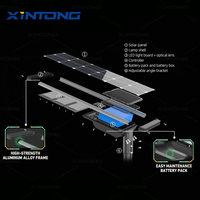 XINTONG 60W 80W 100W 120W 150W Lampadaire solaire LED tout-en-un intégré IP65/IP66 Étanche Batterie LiFePO4 Détecteur de mouvement
