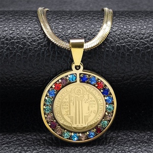 Collar de Diamantes Cultivados en Laboratorio con Cadena Fina de Serpiente de Acero Inoxidable, Antienvejecimiento, Religioso, para Hombres y Mujeres - Product Image 1