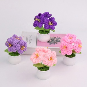 Planta en maceta de campanilla danesa tejida a mano, adorno para el hogar, ramo de lana artificial tejido a ganchillo, regalo para boda - Product Image 6