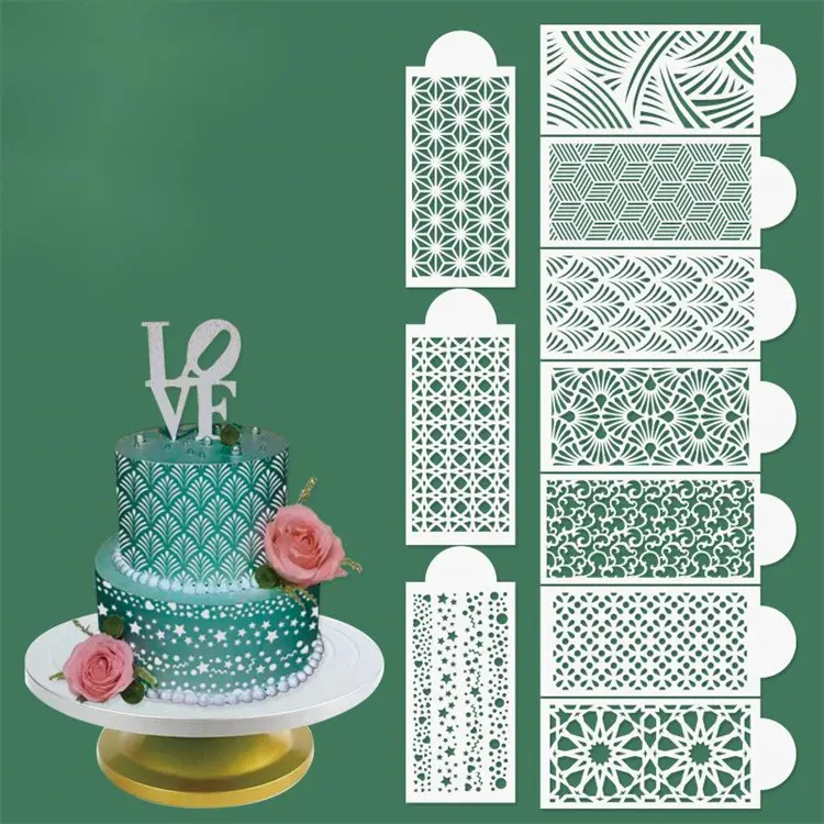 Wholesale Cake Template Classic Pattern Baking Utensils Graffiti Painting Spray Paint Stencil Mold For Cake Baking Tools