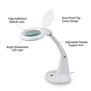 High Definition Optical Lens LED Desk Lamp with Stable Base and Adjustable Arm for Electronic Repair and Crafts - Product Image 1