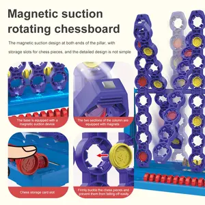 Quatre dans une rangée d'échecs ensemble <span class=keywords><strong>tridimensionnel</strong></span> jouet d'échecs rotatif jouets d'échecs de table interactifs jouet d'éducation précoce - Product Image 3