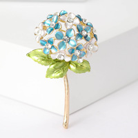 Bros Mewah Wanita Bunga Hydrangea Enamel Drip Oil Pin Aksesoris Jas Serbaguna Perhiasan Grosir