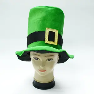 批发派对装饰品用品圣帕特里克节扣闪亮绿色帽子