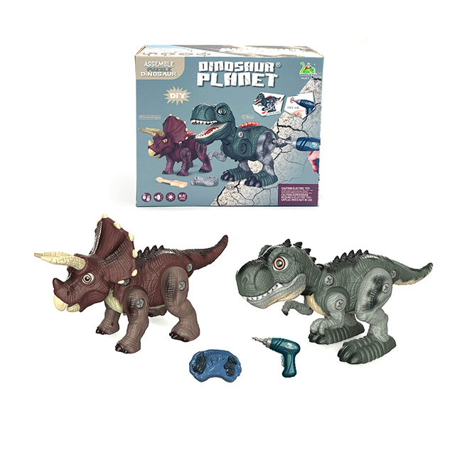 Kids Educational Toys Construction Tools Engineering Play Kit Remote Control Rc Take Apart Dinosaur Toys With Electric Drill