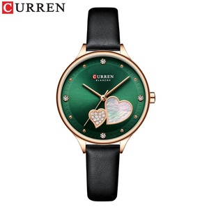 Reloj de Cuarzo para Mujer Curren 9077, Correa de Cuero Genuino, Diseño Bonito, Resistente al Agua 3Bar, Estampado de Corazón con Incrustaciones de Diamantes - Product Image 5