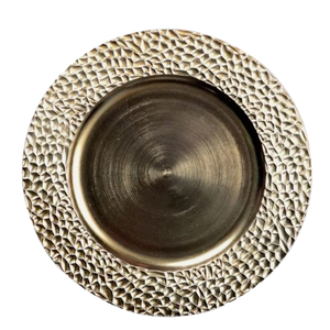Assiettes de présentation rondes en métal plaqué or de luxe pour mariages, sous-assiettes décoratives haut de gamme, fournisseur de vaisselle durable pour la restauration - Product Image 4