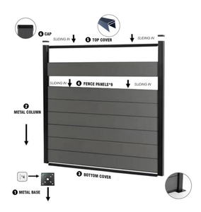 HYWPC-FP18160 W1.75m * H1.8m panneaux de clôture à lattes de confidentialité <span class=keywords><strong>en</strong></span> bois Composite pilier panneaux décoratifs clôture <span class=keywords><strong>pour</strong></span> clôture de terre <span class=keywords><strong>en</strong></span> ciment d'herbe - Product Image 3