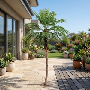 Grand ornement artificiel en or rose, ornements de d'atterrissage de palmiers, arbre décoratif de plante verte - Product Image 6