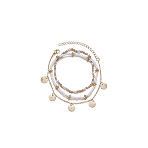 Juego de 3 <span class=keywords><strong>tobilleras</strong></span> elásticas estilo bohemio para vacaciones, con colgante de concha de aleación <span class=keywords><strong>y</strong></span> cuentas de perlas, unisex, joyería elástica para el pie. - Product Image 6