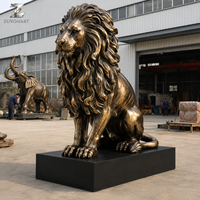 Grande sculpture de lion en bronze, statue d'animal grandeur nature personnalisée, décoration d'art public pour jardin extérieur, entrée de villa, fabricant