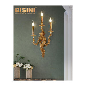 Lussuose italiane europee 5 <span class=keywords><strong>teste</strong></span> bronzo staffa <span class=keywords><strong>LED</strong></span> lampade da parete 2700K luce bianca morbida calda per interni Villa di fascia alta - Product Image 6