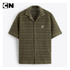 BSCI Certification <b>Sweater</b> Manufacturer Custom logo <b>Men</b> Summer Cotton Short Sleeve Knit <b>Cardigan</b> <b>Sweater</b> Button Crochet Shirt - Product Image 3