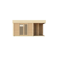 Sauna Luar Ruangan Modern Gaya Baru dari Kayu Cedar Merah/Hemlock dengan Area Relaksasi, Sauna Uap Kering untuk 4 Orang, Pembakaran Kayu 6 kw untuk Taman Keluarga