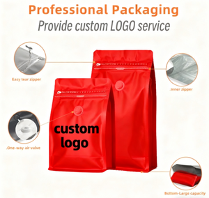 Kemasan Makanan Kantong Kopi Custom 250g 500g 1kg Pabrik Kantong Kopi Kraft Ziplock Datar Berjendela Dapat Didaur Ulang - Product Image 4