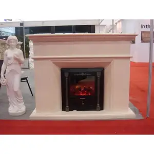 Beige Marble Treo Tường Gas Fireplace, Insert Marble Lò Sưởi