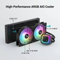Refroidisseur liquide AIO DeepCool LE240-V2 noir 240 mm avec TDP de 220 W et ventilateurs ARGB de 75,89 CFM pour Intel LGA1700 et AMD AM5