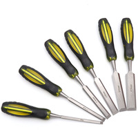 Outils de sculpture sur bois en acier CR-V ciseaux plats pour le travail du bois couteaux de sculpture sur bois pleine grandeur avec manche Double couleur Transparent