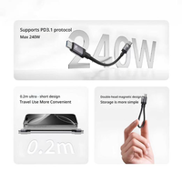 Kabel Data Portabel Dual Type-C Pengisian Daya Super Cepat 240W, untuk Apple dan Huawei, Mendukung Berbagai Pengisian Daya Cepat