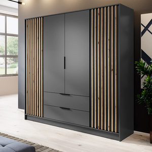 Garde-robe en bois à <span class=keywords><strong>4</strong></span> <span class=keywords><strong>portes</strong></span> sur mesure avec motifs en miroir Garde-robe à texture de marbre Armoires à <span class=keywords><strong>4</strong></span> <span class=keywords><strong>portes</strong></span> Meubles de chambre à coucher de placard - Product Image 5