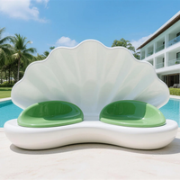 Silla Escultórica de Fibra de Vidrio con Forma de Concha Marina, Banco Creativo con Diseño de Concha para Resort, Piscina, Hotel, Patio