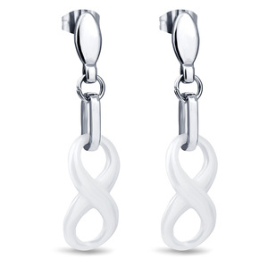 Boucles d'oreilles en acier inoxydable et céramique, pendentif infini de 40 mm, design géométrique pour femmes - Product Image 4